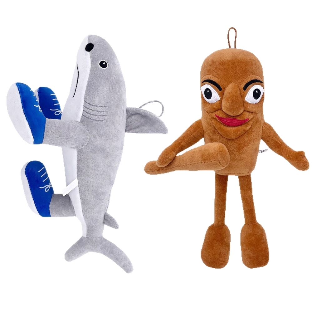 2 Pc Tralalero Tralala Shark + Tung Tung Sahur Italian Brainrot Plush Gift NEW
